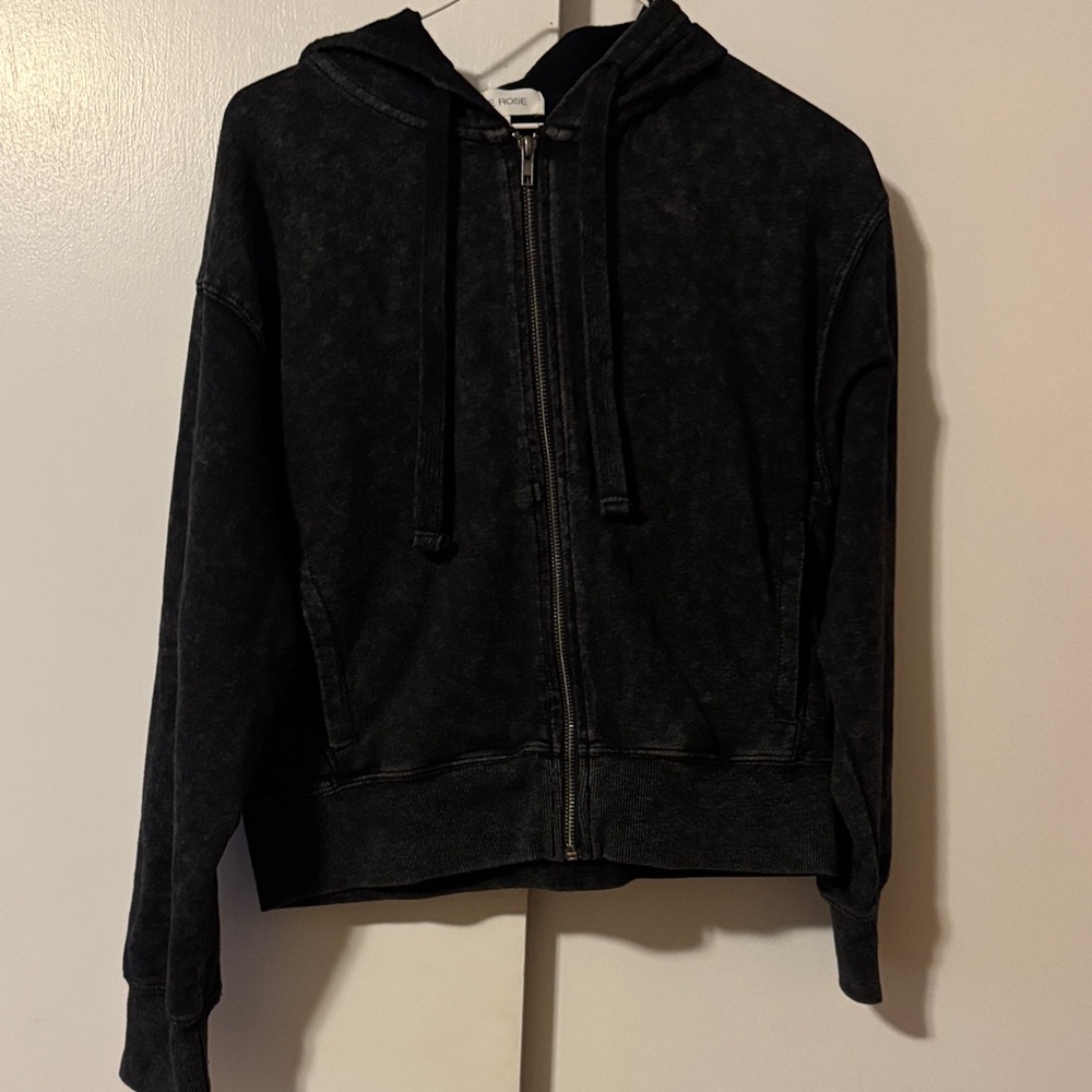 Hippie Rose cropped black Zip-Up Jacket